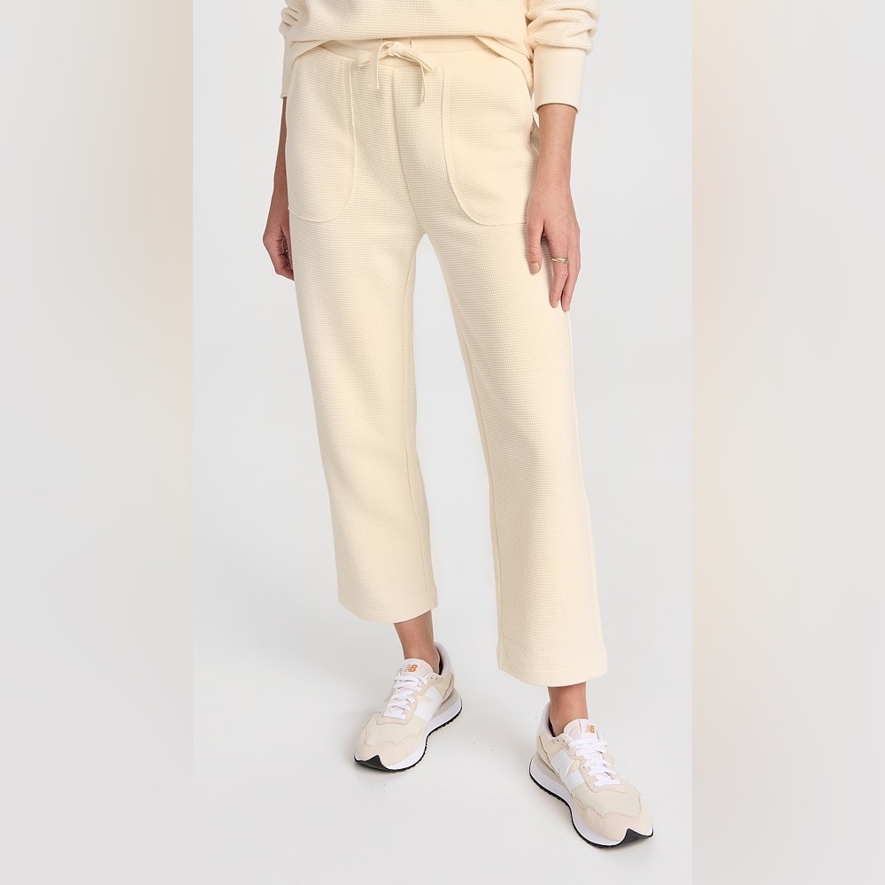 Mwl by Madewell Women's Chunky Waffle Straight Leg Sweatpants Size Medium Cream